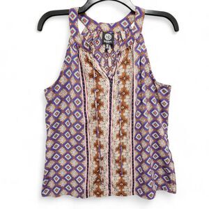 Bobeau Top Womens‎ Small Petite Geometric Babydoll Y2K Boho Sleeveless Tank